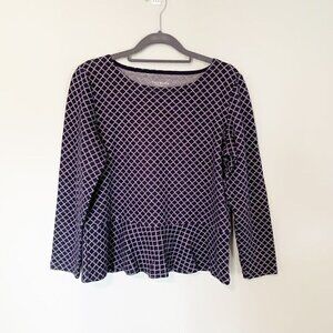 Talbots peplum long‎ sleeve flutter top - Size Medium Petite